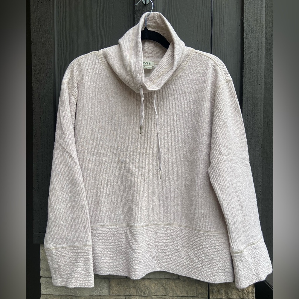 Orvis Women’s Cream Heathered Cowl Neck Pullover Size Small 💕🌸